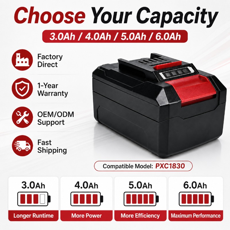 Power Xchange Tools - แบตเตอรี่ลิเธียมไอออน 18V 5.0Ah สำหรับเปลี่ยนแทนแบตเตอรี่ Einhell PXC1830